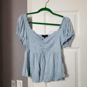 Almost Famous Babydoll Blue Top